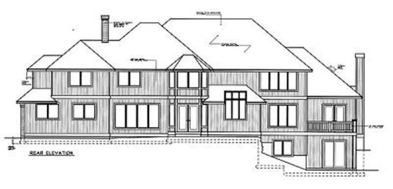 Home Plan Rear Elevation of this 4-Bedroom,4209 Sq Ft Plan -119-1198