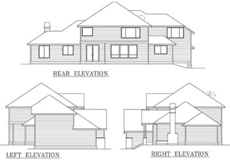 Home Plan Rear Elevation of this 4-Bedroom,3114 Sq Ft Plan -119-1202
