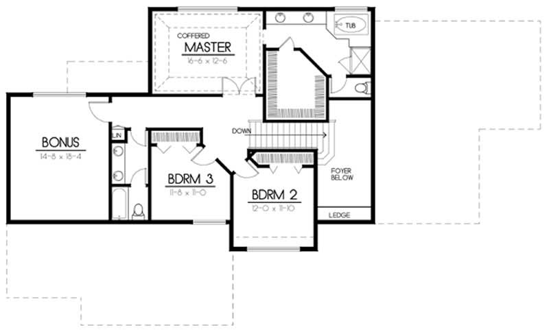 Floor Plan Second Story of European Plan #119-1202