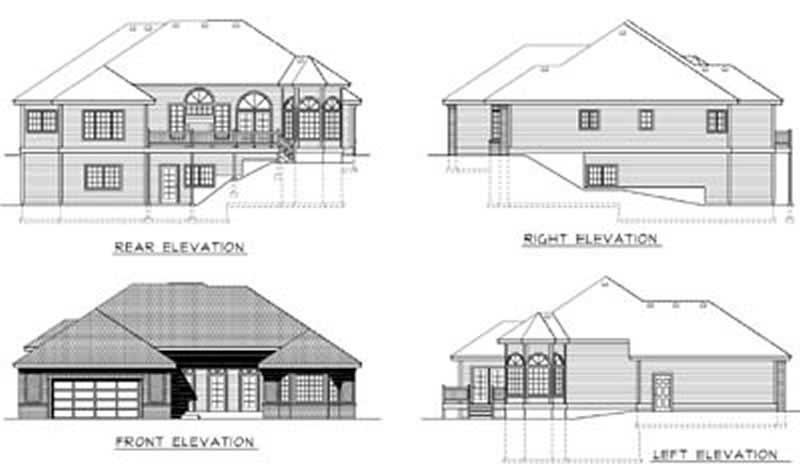 Home Plan Rear Elevation of this 2-Bedroom,1836 Sq Ft Plan -119-1210