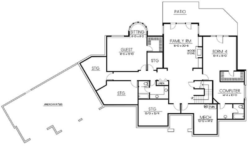 Floor Plan Basement of Craftsman Plan #119-1211