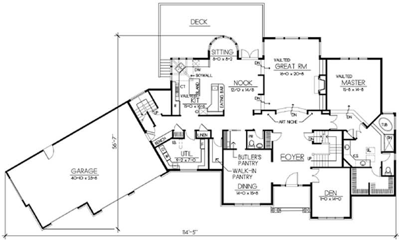 Floor Plan First Story of Craftsman Plan #119-1211