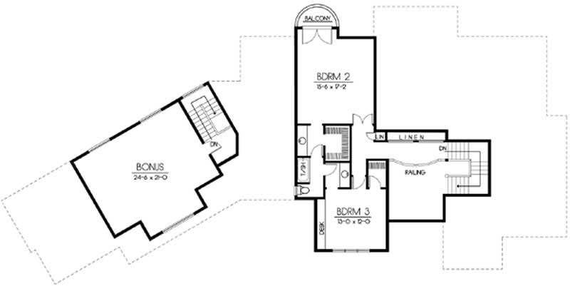 Floor Plan Second Story of Craftsman Plan #119-1211