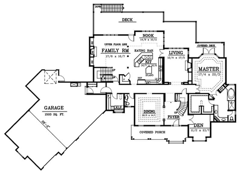 Floor Plan First Story of Colonial Plan #119-1220