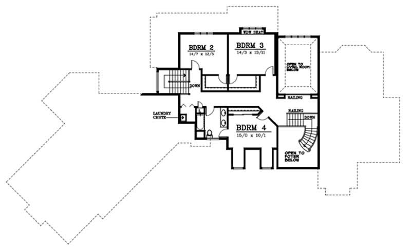 Floor Plan Second Story of Colonial Plan #119-1220