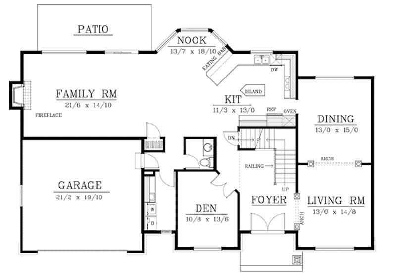 Floor Plan First Story of European Plan #119-1231