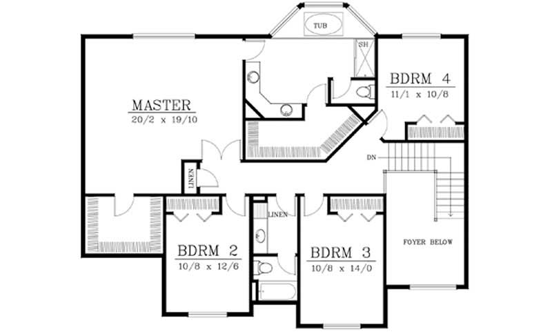 Floor Plan Second Story of European Plan #119-1231