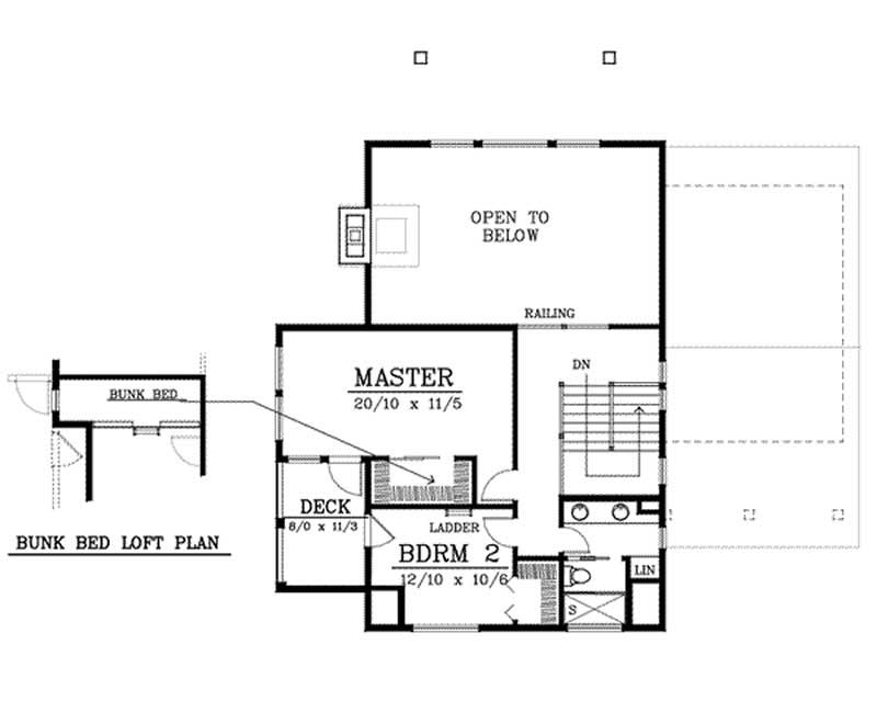 Floor Plan Second Story of Ranch Plan #119-1232
