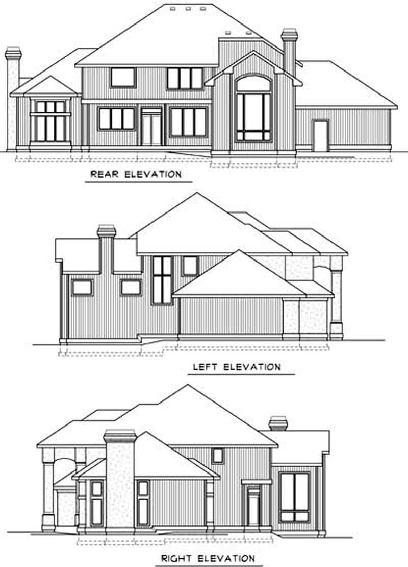 Home Plan Rear Elevation of this 4-Bedroom,3325 Sq Ft Plan -119-1236