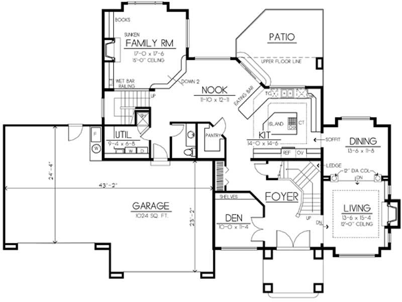 Floor Plan First Story of Contemporary Plan #119-1236