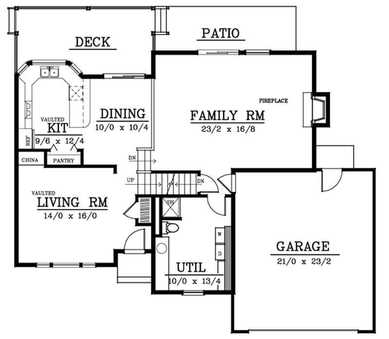 Floor Plan First Story of Craftsman Plan #119-1243