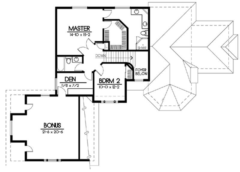 Floor Plan Second Story of Traditional Plan #119-1246