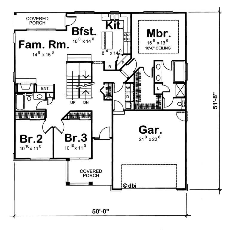 Floor Plan First Story of Country Plan #120-1050