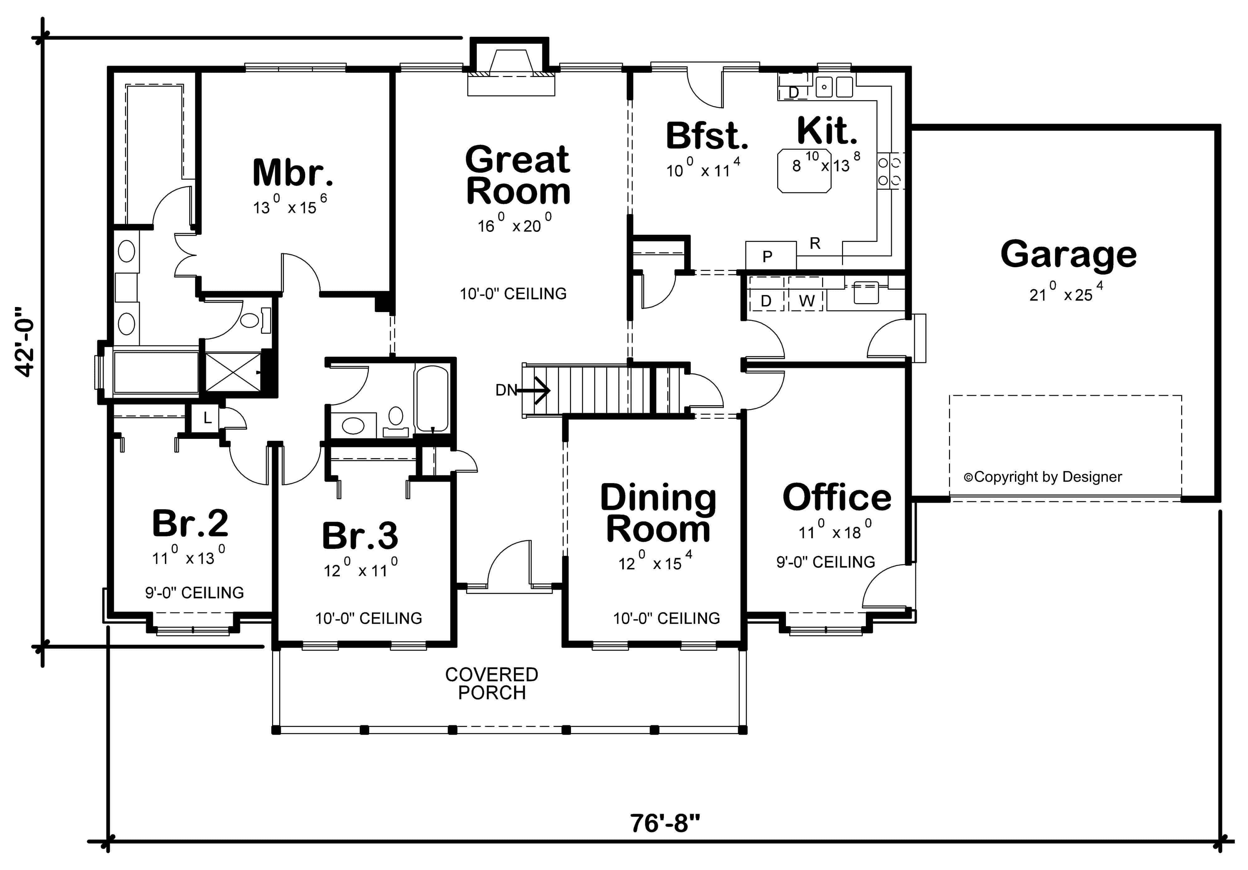 Floor Plan First Story of Country Plan #120-1072