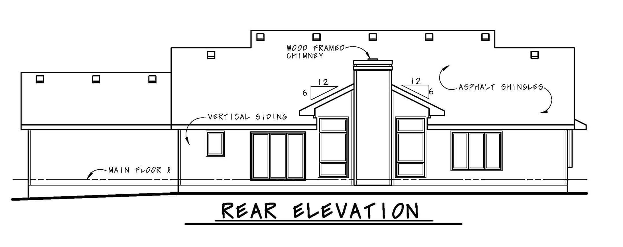 Home Plan Rear Elevation of this 3-Bedroom,2151 Sq Ft Plan -120-1072