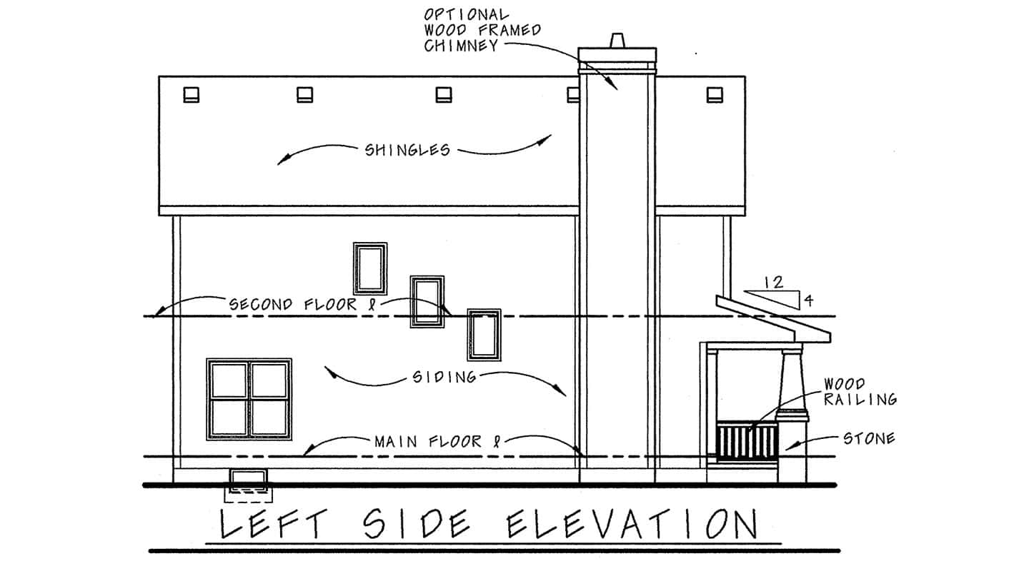Home Plan Left Elevation of this 3-Bedroom,1473 Sq Ft Plan -120-1090