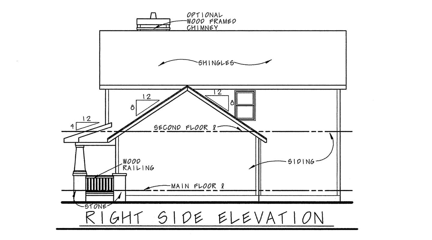 Home Plan Right Elevation of this 3-Bedroom,1473 Sq Ft Plan -120-1090
