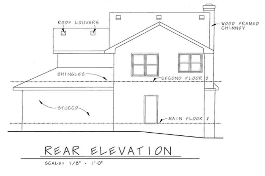 Home Plan Rear Elevation of this 4-Bedroom,1901 Sq Ft Plan -120-1167