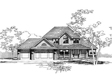 4-Bedroom, 2115 Sq Ft Country House Plan - 120-1213 - Front Exterior