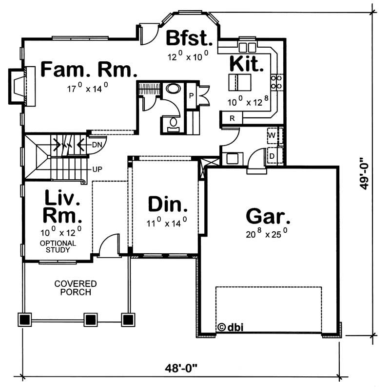 Floor Plan First Story of Country Plan #120-1264