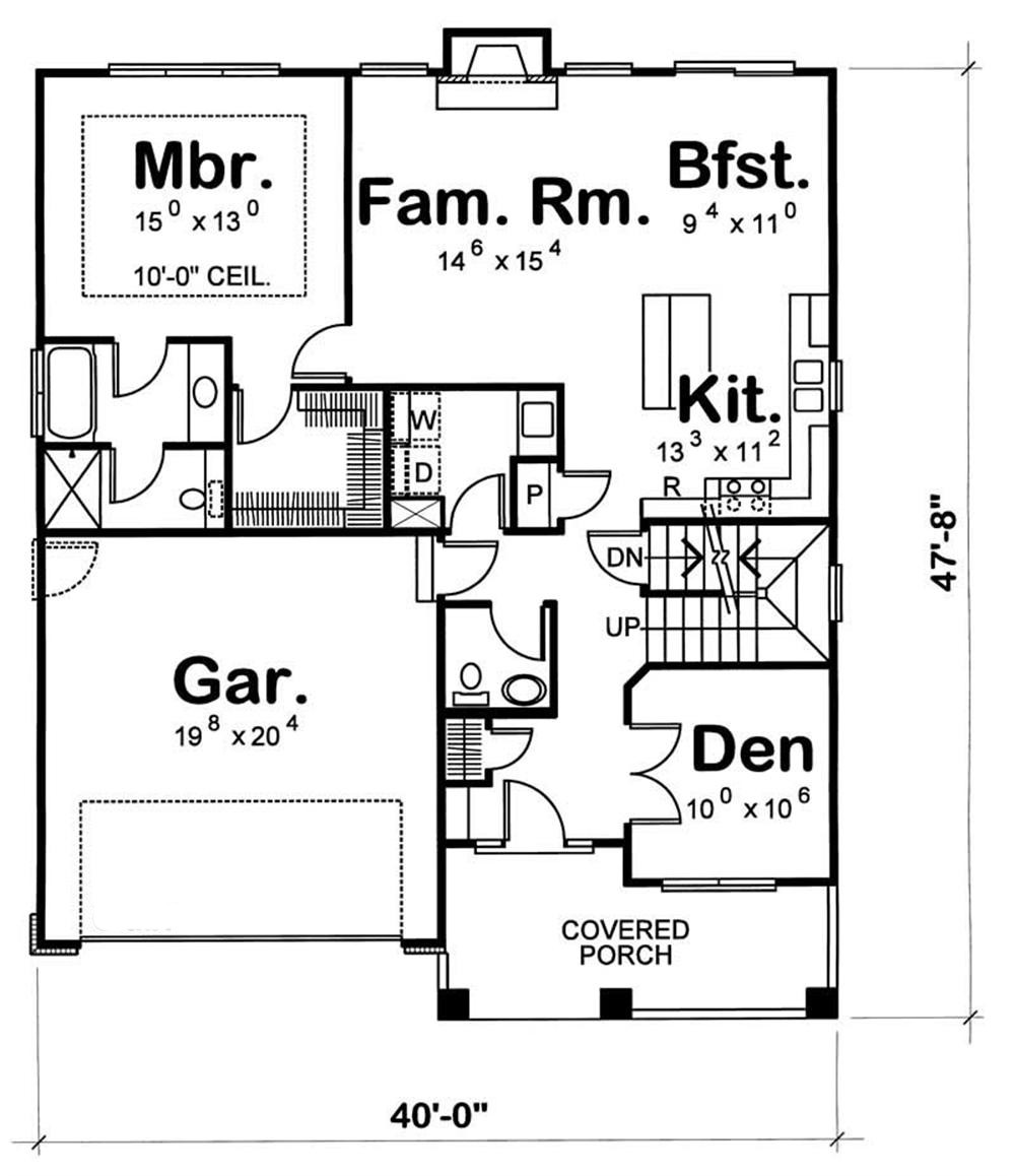 Floor Plan First Story of Country Plan #120-1310