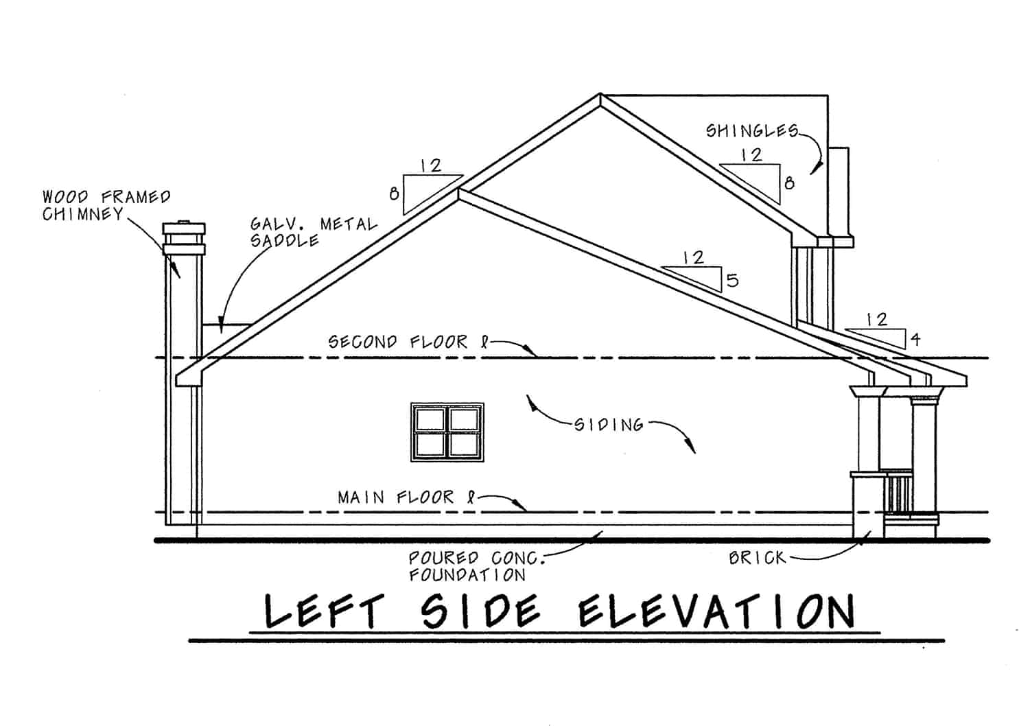 Home Plan Left Elevation of this 3-Bedroom,1699 Sq Ft Plan -120-1310