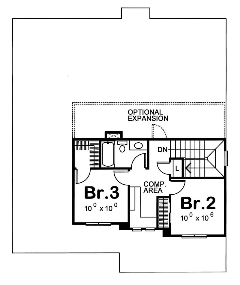 Floor Plan Second Story of Country Plan #120-1310