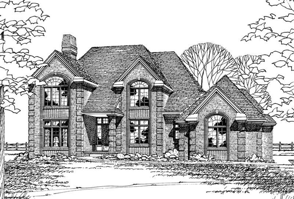 Front elevation of European home (ThePlanCollection: House Plan #120-1331)