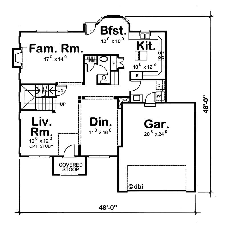 Floor Plan First Story of European Plan #120-1363
