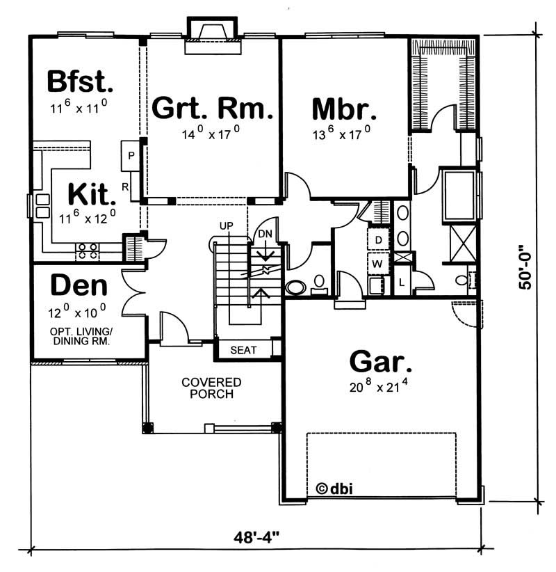 Floor Plan First Story of Country Plan #120-1364