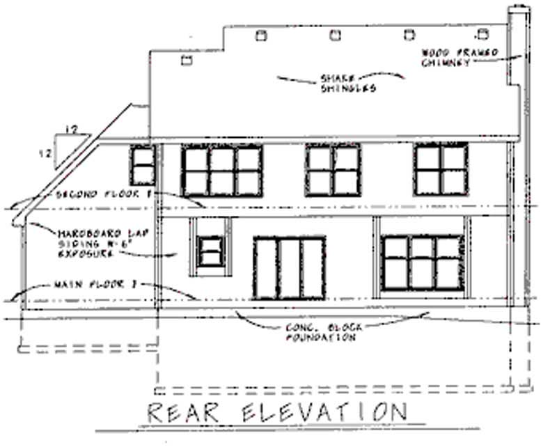 Home Plan Rear Elevation of this 4-Bedroom,2307 Sq Ft Plan -120-1381