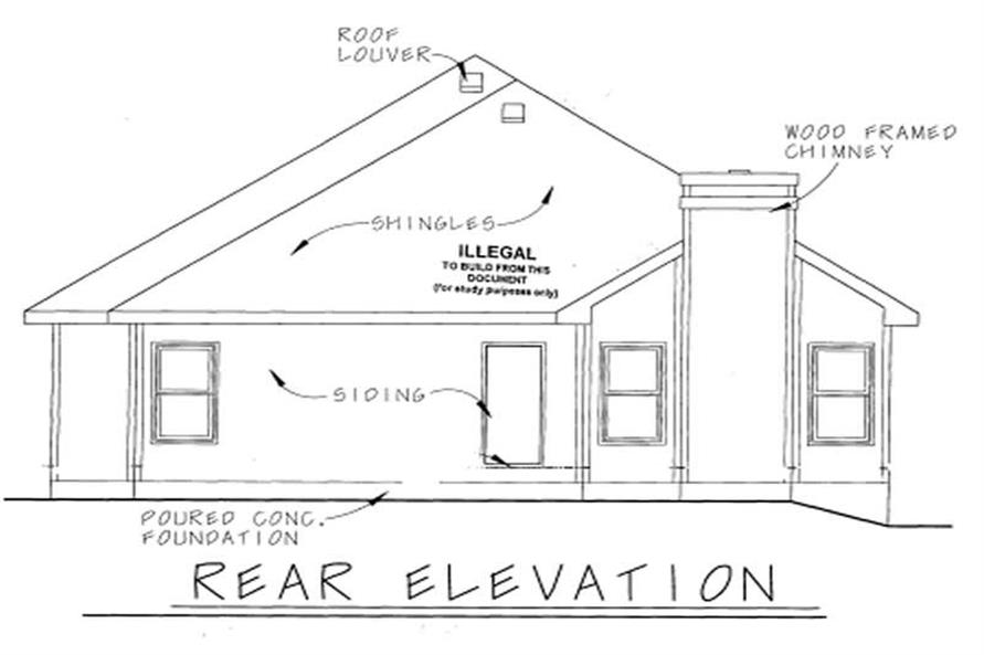 Home Plan Rear Elevation of this 1-Bedroom,1556 Sq Ft Plan -120-1410
