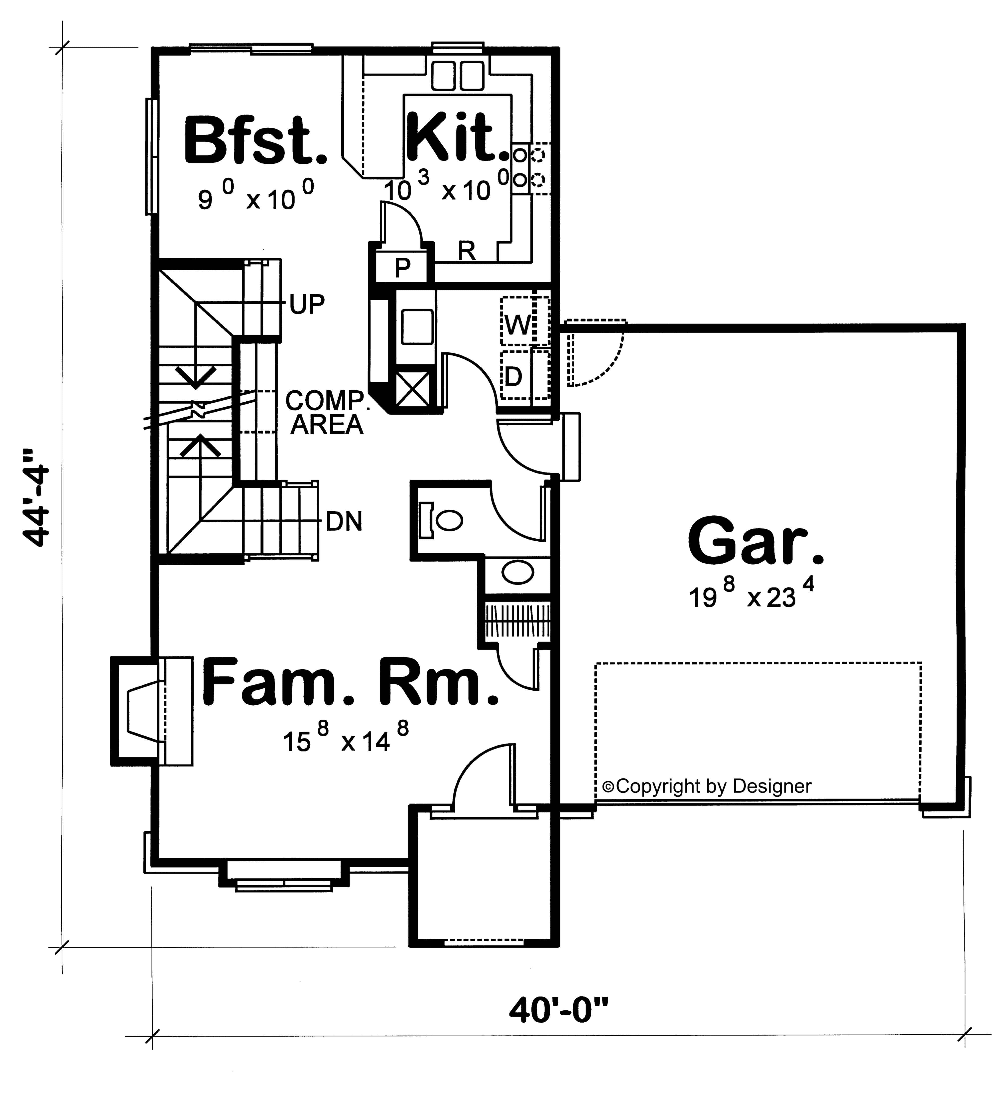 Floor Plan First Story of Craftsman Plan #120-1481