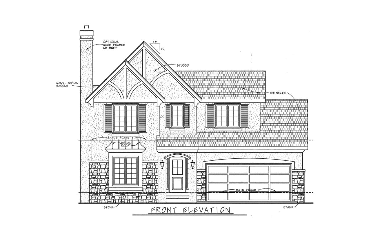 Home Plan Front Elevation of this 3-Bedroom,1715 Sq Ft Plan -120-1481