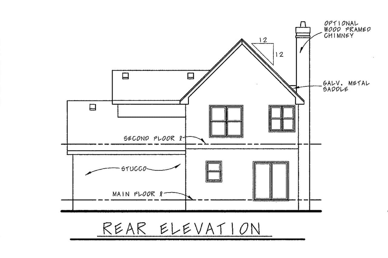 Home Plan Rear Elevation of this 3-Bedroom,1715 Sq Ft Plan -120-1481