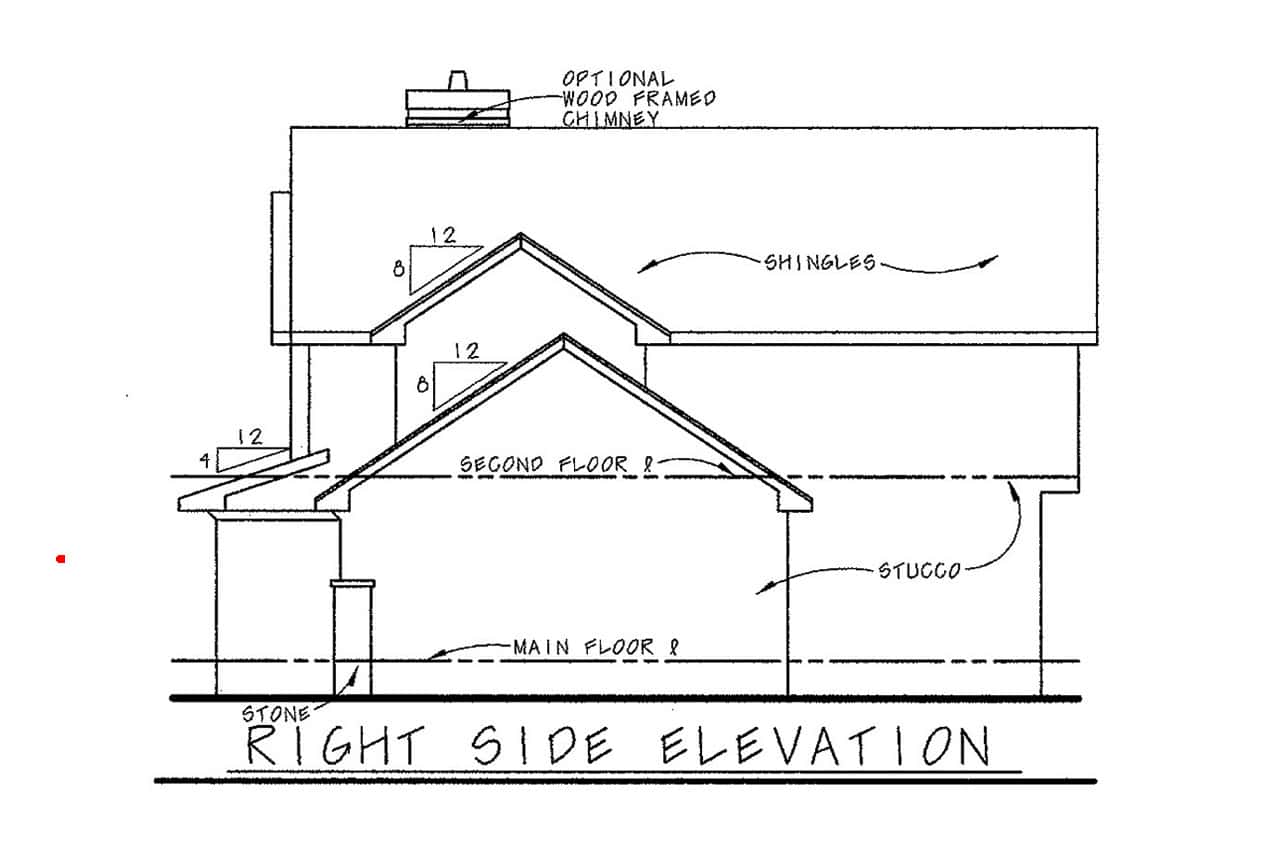 Home Plan Right Elevation of this 3-Bedroom,1715 Sq Ft Plan -120-1481
