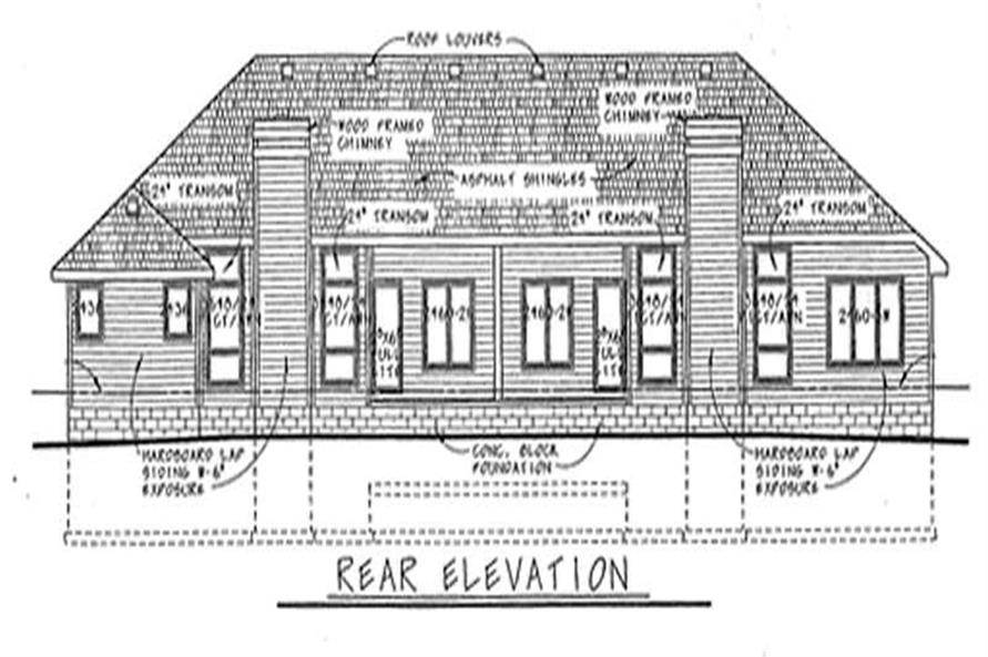Home Plan Rear Elevation of this 2-Bedroom,1908 Sq Ft Plan -120-1567