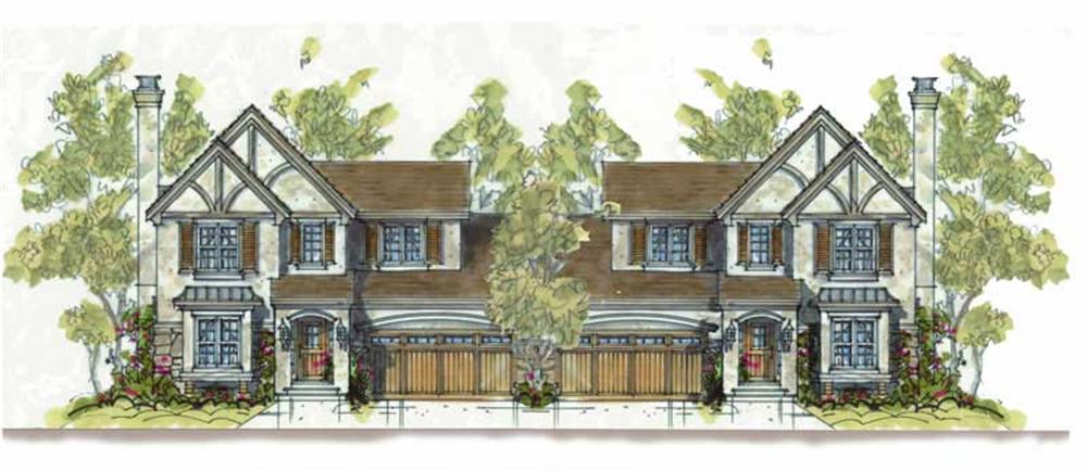 Front elevation of European home (ThePlanCollection: House Plan #120-1602)