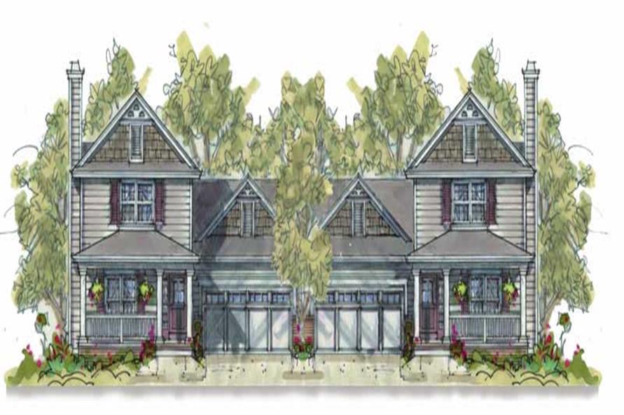 3-Bedroom, 1634 Sq Ft Country Duplex Plan - 120-1603 - Front Exterior