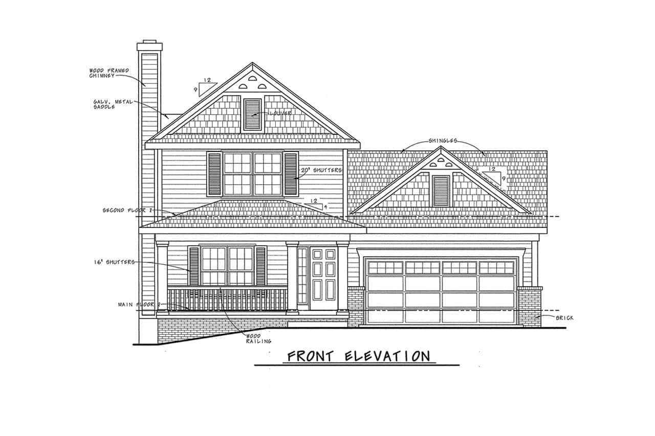 Home Plan Front Elevation of this 3-Bedroom,1649 Sq Ft Plan -120-1632