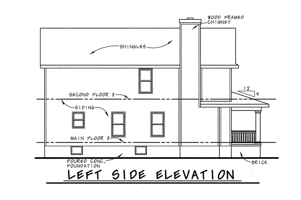 Home Plan Left Elevation of this 3-Bedroom,1649 Sq Ft Plan -120-1632