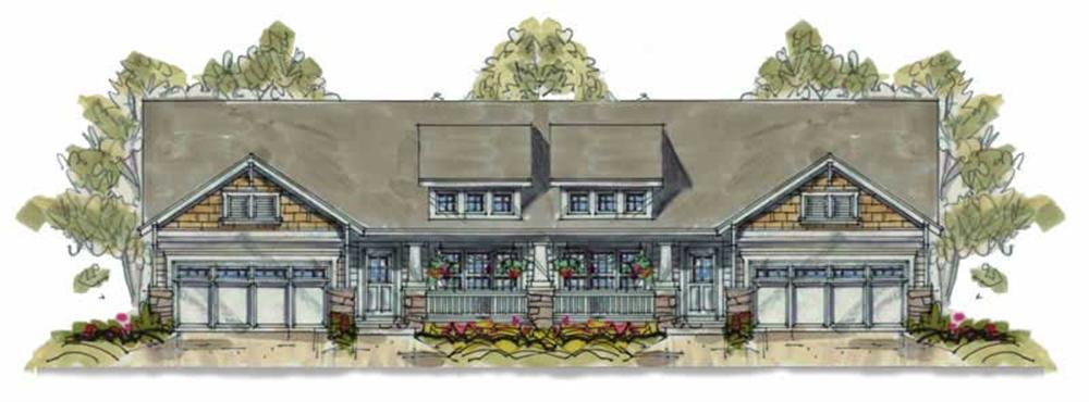 Front elevation of Multi-Unit home (ThePlanCollection: House Plan #120-1633)