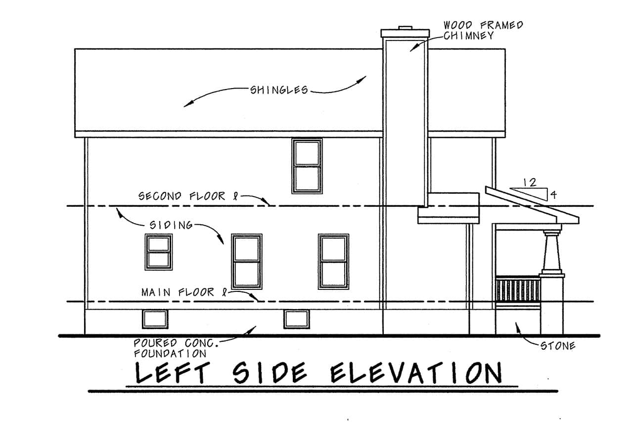Home Plan Left Elevation of this 3-Bedroom,1649 Sq Ft Plan -120-1638