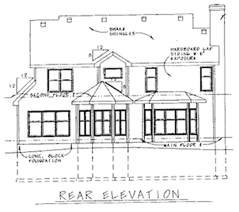 Home Plan Rear Elevation of this 4-Bedroom,2364 Sq Ft Plan -120-1646