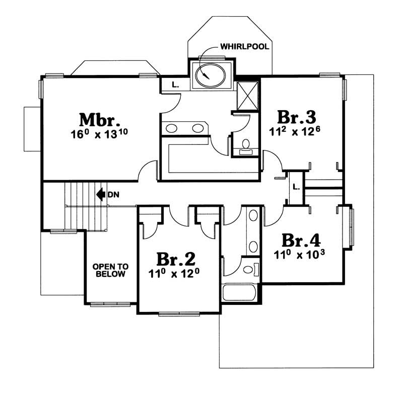 Floor Plan Second Story of Country Plan #120-1646