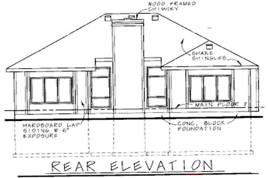 Home Plan Rear Elevation of this 2-Bedroom,1339 Sq Ft Plan -120-1664