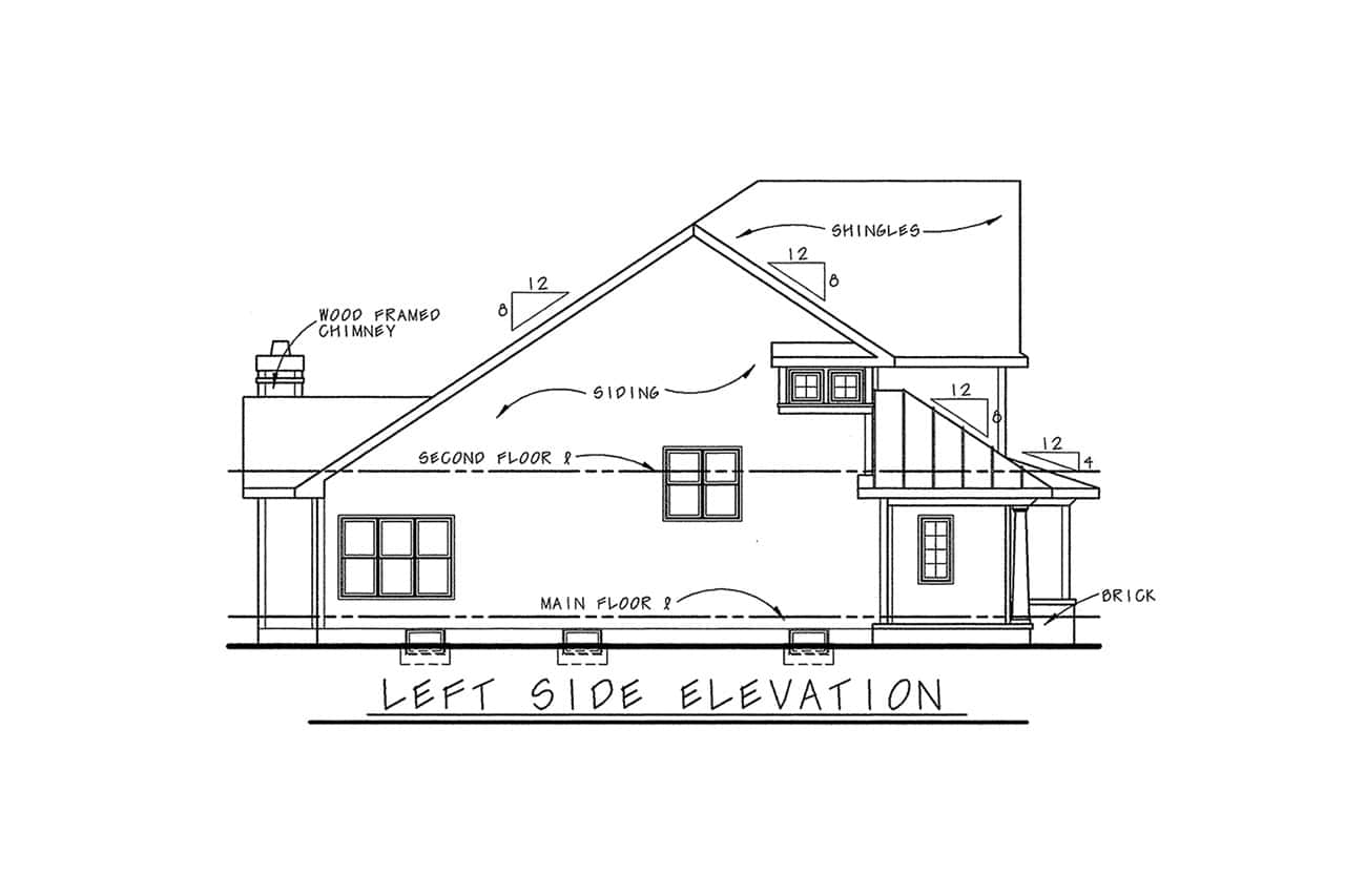Home Plan Left Elevation of this 3-Bedroom,2024 Sq Ft Plan -120-1706