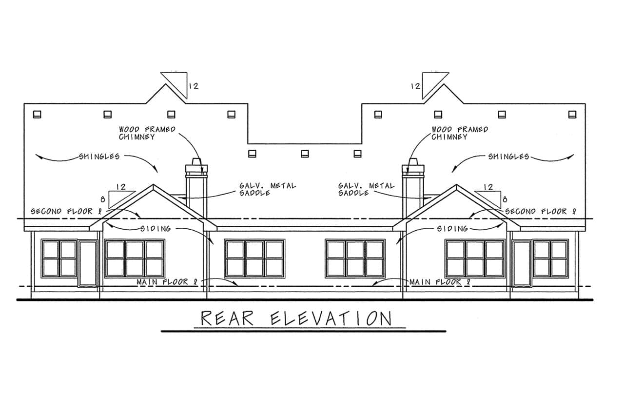 Home Plan Rear Elevation of this 3-Bedroom,2024 Sq Ft Plan -120-1706