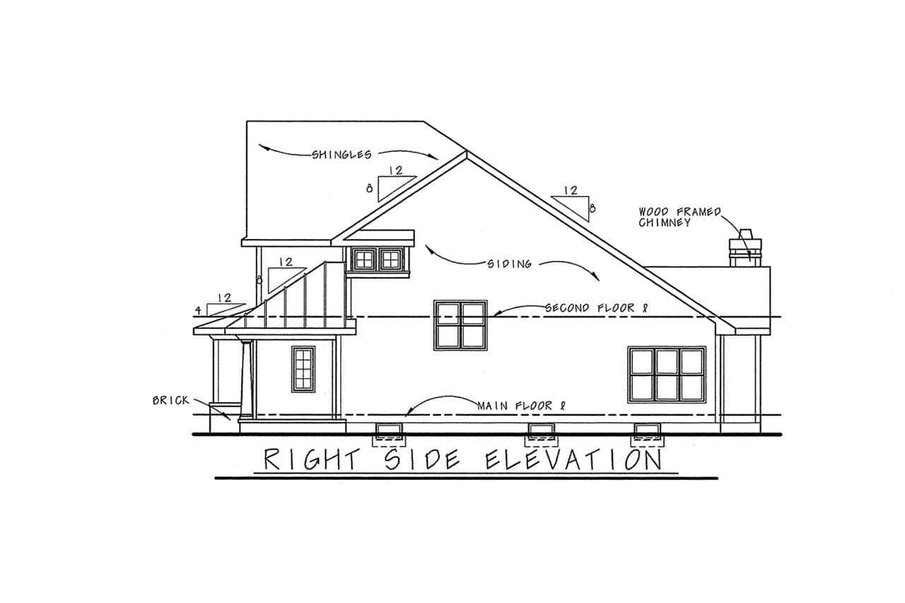 Home Plan Right Elevation of this 3-Bedroom,2024 Sq Ft Plan -120-1706
