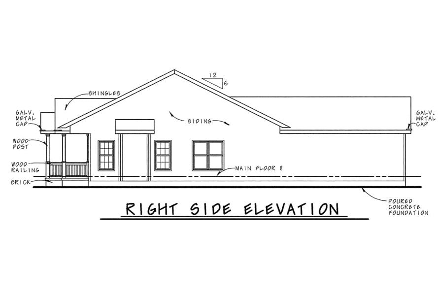 Home Plan Right Elevation of this 2-Bedroom,1142 Sq Ft Plan -120-1790